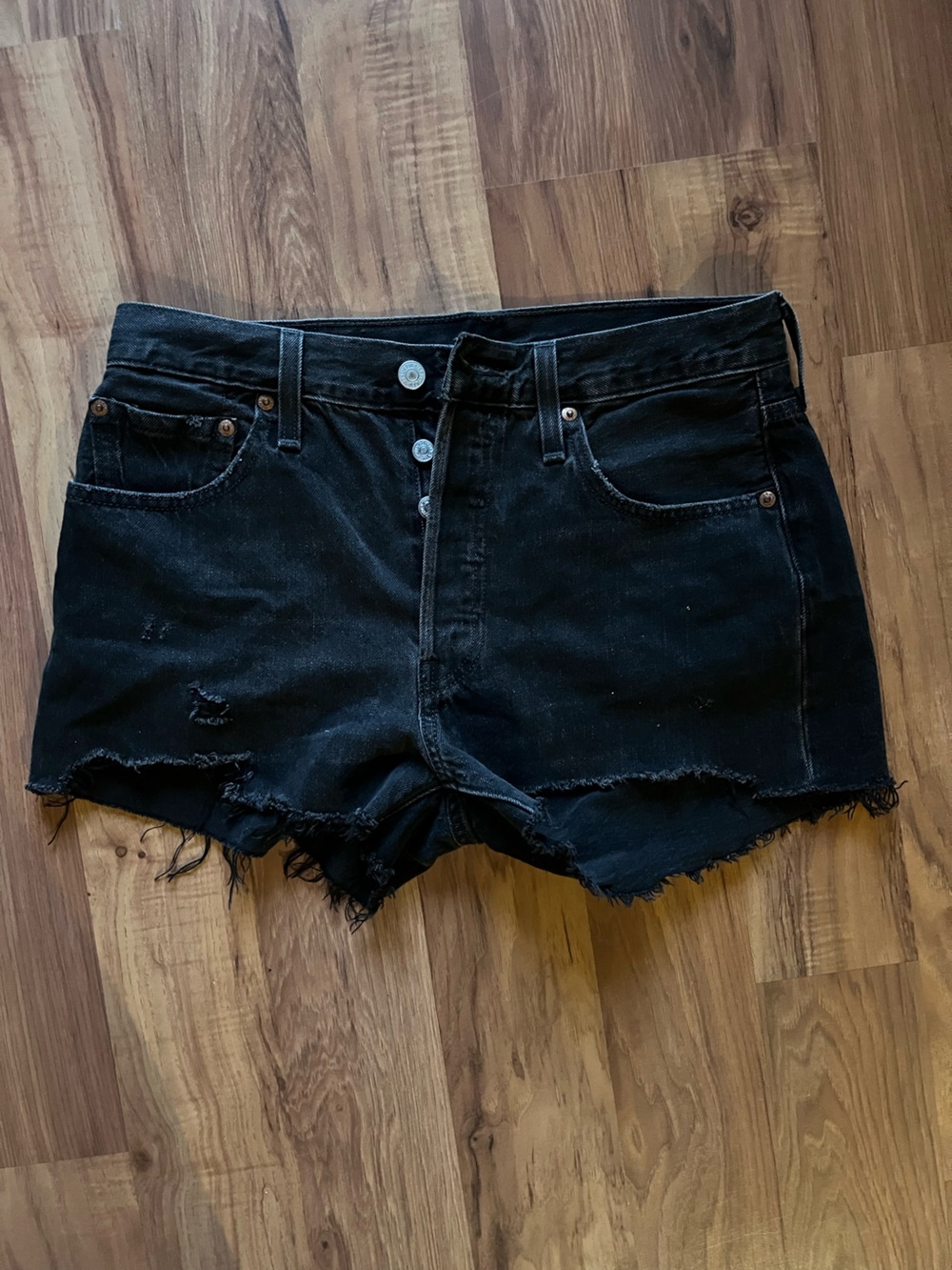 Levi's Black Distressed Cutoff Denim Shorts